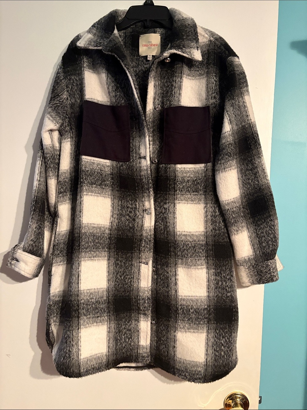 Casa Cielo Black & White Plaid Shacket Jacket